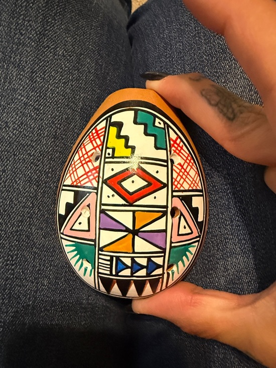 Vintage Other - Hand-Painted Geometric Egg flute Art - Multicolor